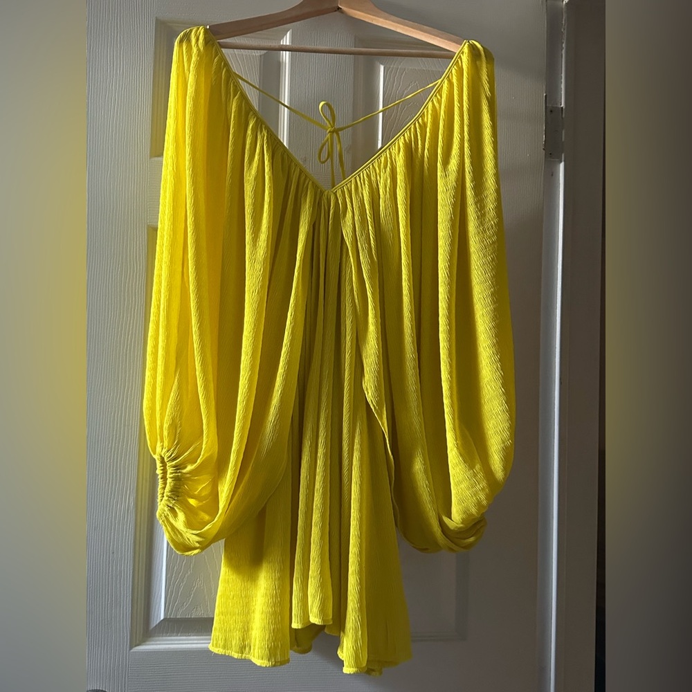 Tularosa Vibrant Yellow V-Neck Dress - Picture 4 of 8